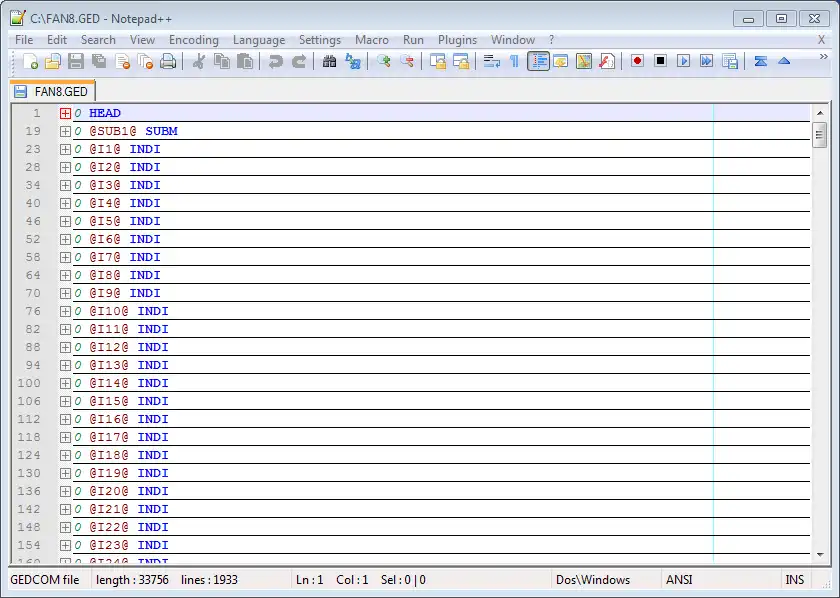 Download web tool or web app GEDCOM Lexer Plugin for Notepad++