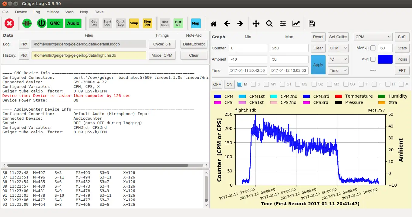 Descargue la herramienta web o la aplicación web GeigerLog