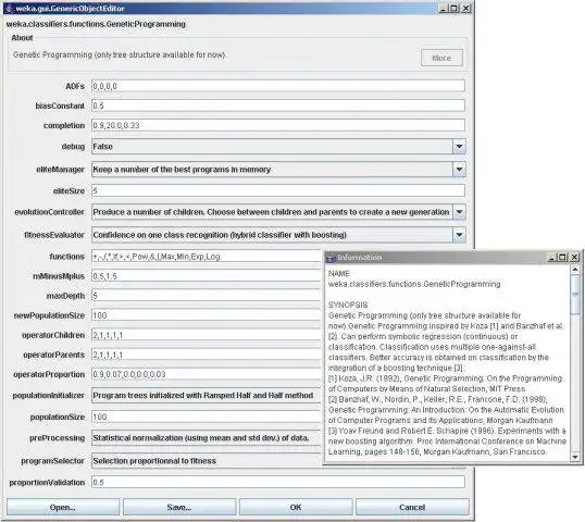 Download web tool or web app Genetic Programming Classifier for Weka to run in Windows online over Linux online