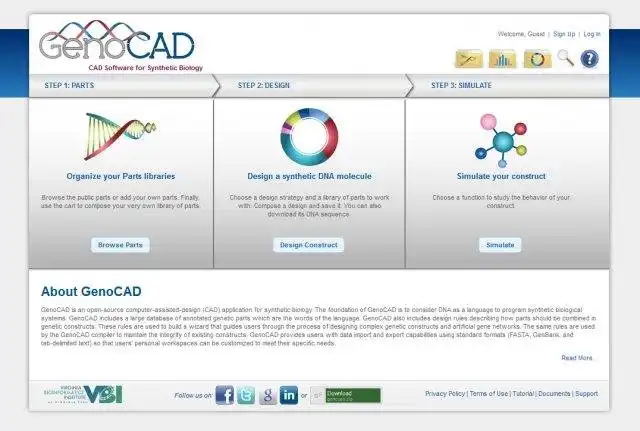 Descărcați instrumentul web sau aplicația web GenoCAD