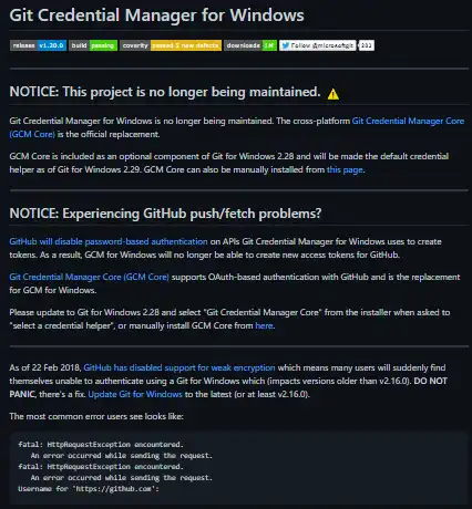 Download web tool or web app Git Credential Manager for Windows