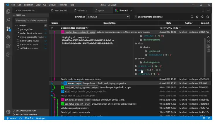 Faça o download da ferramenta da web ou da extensão Git Graph do aplicativo da web para VSC