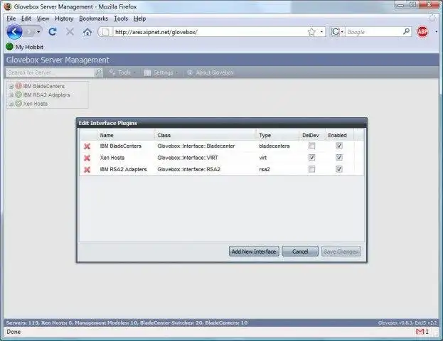 Download web tool or web app Glovebox Server Management