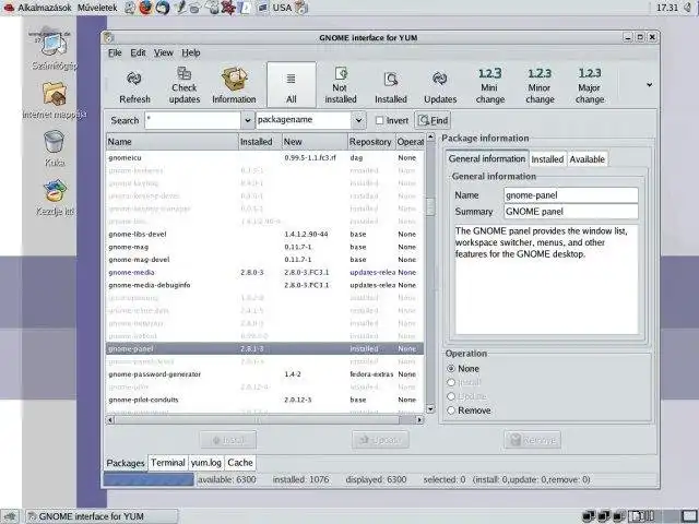 Download web tool or web app GNOME interface for YUM.
