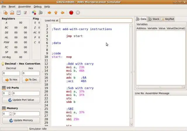 Download web tool or web app GNU 8085 Simulator to run in Linux online