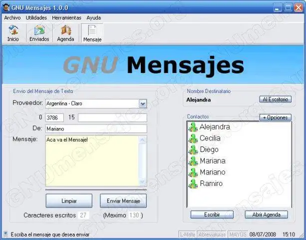 Download web tool or web app GNU Mensajes