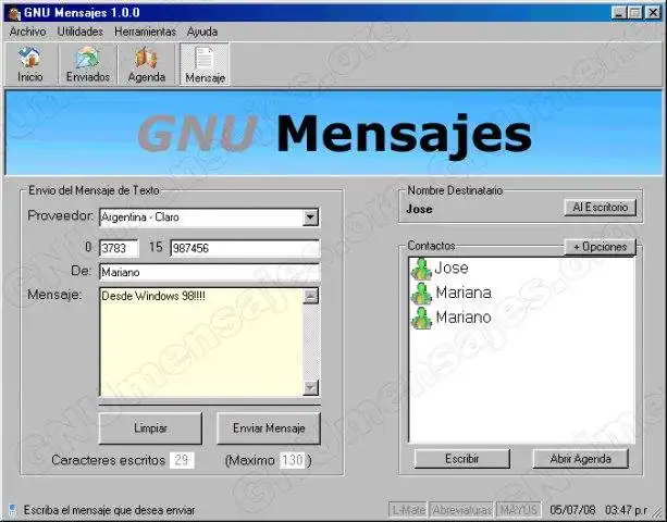 Download web tool or web app GNU Mensajes