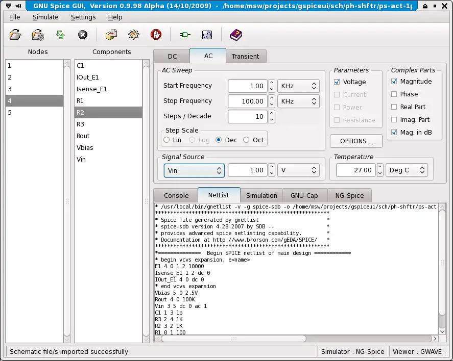 Download web tool or web app GNU Spice GUI to run in Windows online over Linux online