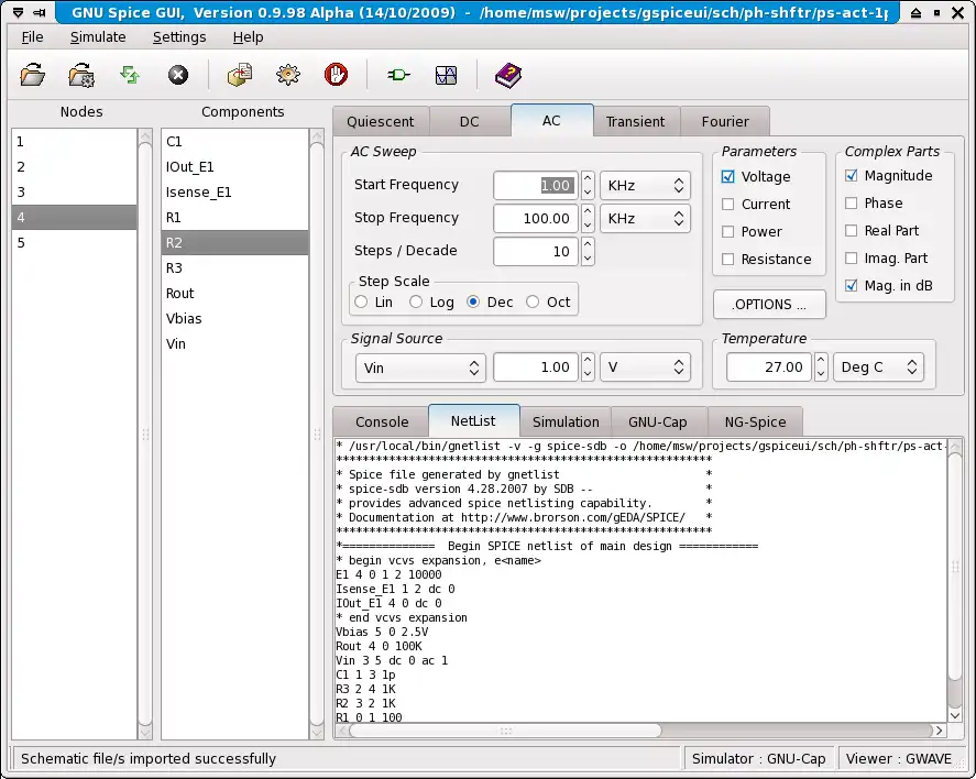 Download web tool or web app GNU Spice GUI to run in Windows online over Linux online