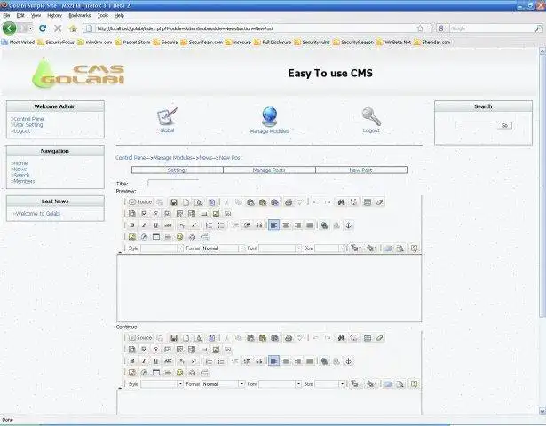 Download web tool or web app Golabi CMS