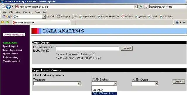 Download web tool or web app Goober Microarray Analysis to run in Windows online over Linux online