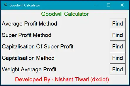 Download web tool or web app Goodwill Calculator