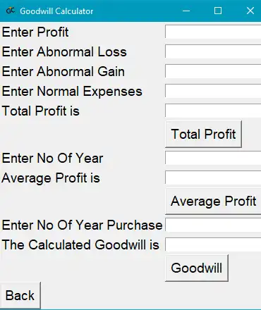 Download web tool or web app Goodwill Calculator