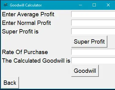 Download web tool or web app Goodwill Calculator