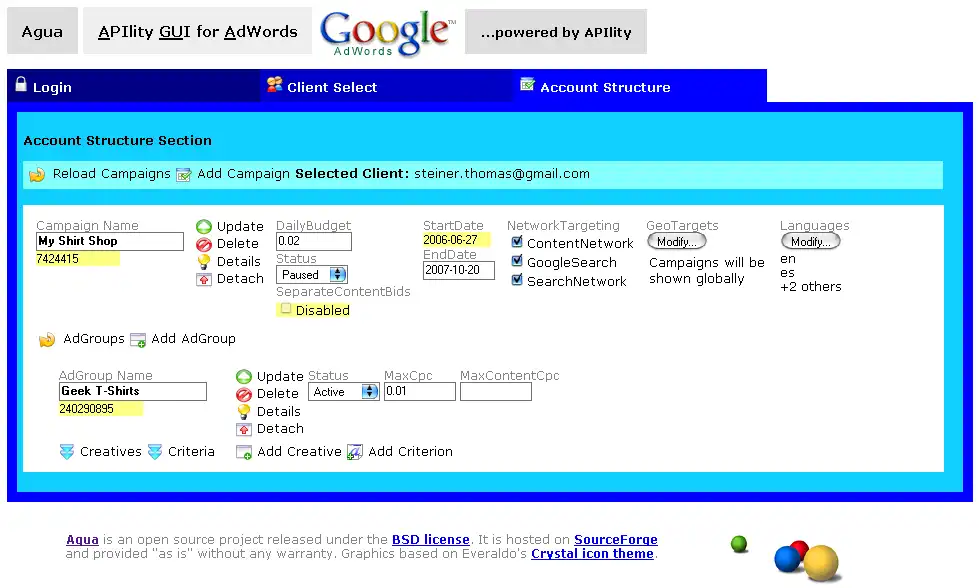 Download web tool or web app Google APIlity PHP Library for AdWords