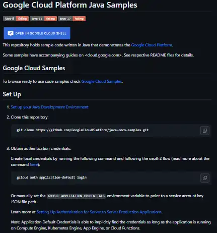 Download web tool or web app Google Cloud Platform Java Samples