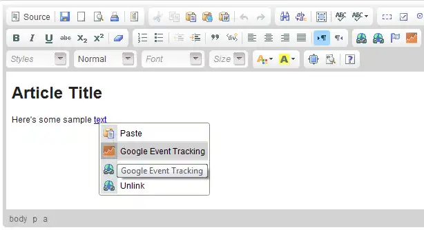 Download web tool or web app Google Event Tracker - CKEditor Plugin