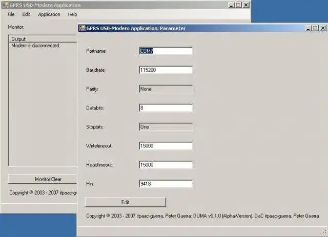 Download web tool or web app GPRS USB-Modem Application