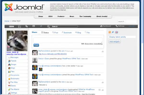 Download web tool or web app GRA4 Social Network for Joomla!