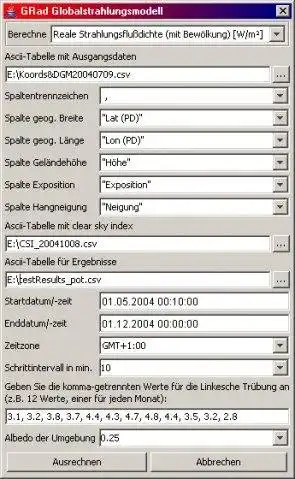 Download web tool or web app GRad solar radiation model