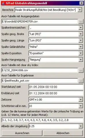 Download web tool or web app GRad solar radiation model to run in Windows online over Linux online