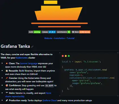 Download web tool or web app Grafana Tanka