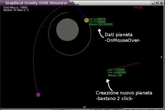 Download web tool or web app Graphical Gravity Orbit Simulator to run in Linux online