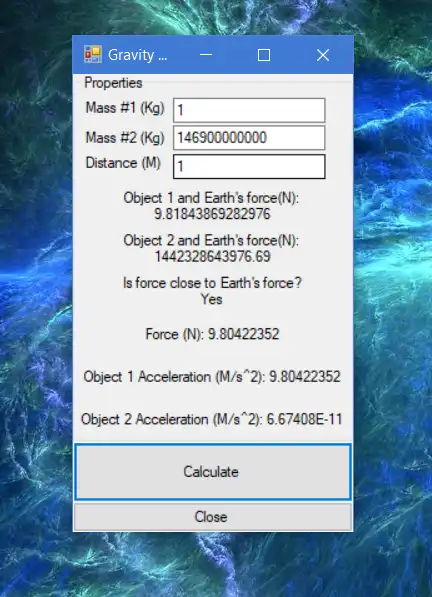 Download web tool or web app Gravitational Pull Calculator