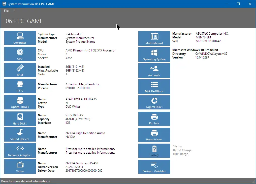 Download web tool or web app GrecTech SysInfo