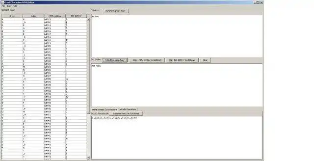 Download web tool or web app GreekCharactersHTMLEditor
