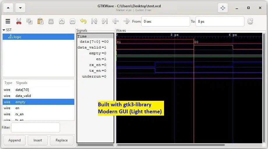 Descargue la herramienta web o la aplicación web gtkwave con gtk3-build (GUI moderna) para ejecutar en Windows en línea sobre Linux en línea