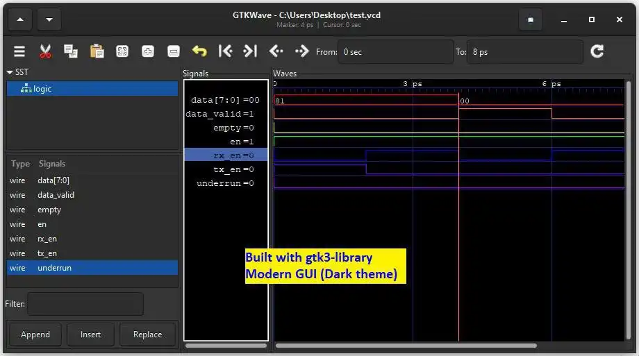 Descargue la herramienta web o la aplicación web gtkwave con gtk3-build (GUI moderna) para ejecutar en Windows en línea sobre Linux en línea