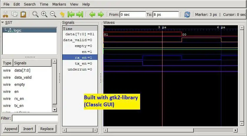 Descargue la herramienta web o la aplicación web gtkwave con gtk3-build (GUI moderna) para ejecutar en Windows en línea sobre Linux en línea