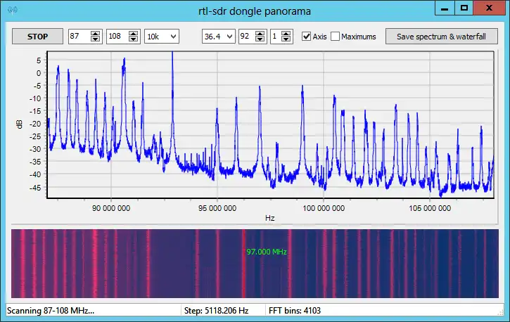 Muat turun alat web atau GUI apl web untuk rtl_power