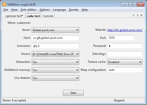 Download web tool or web app GUI MINER SCRYPT