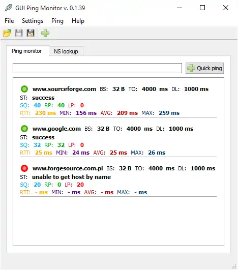 Загрузите веб-инструмент или веб-приложение GUI Ping Monitor