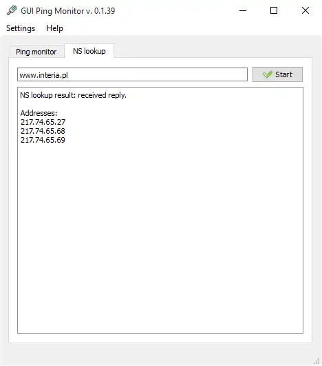 Download web tool or web app GUI Ping Monitor