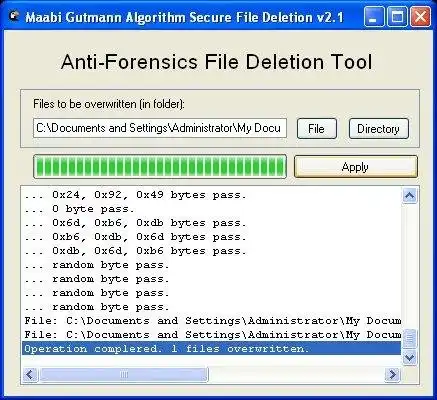 Download web tool or web app Gutmann Algorithm Secure File Deletion