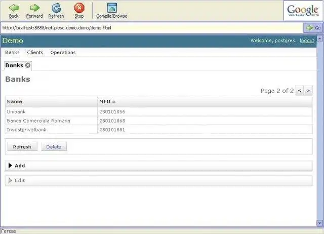 Download web tool or web app GWT Pleso Framework