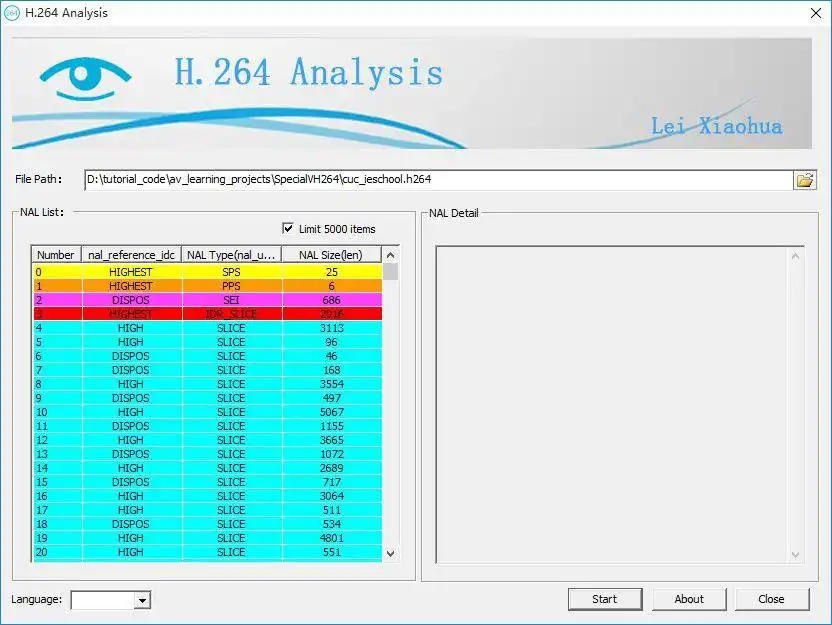 Download web tool or web app H264 Stream Analysis