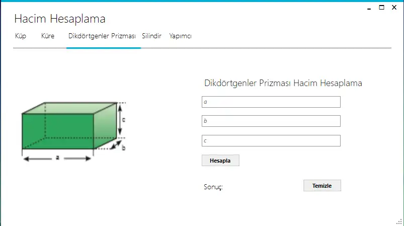 Download web tool or web app Hacim Hesaplama