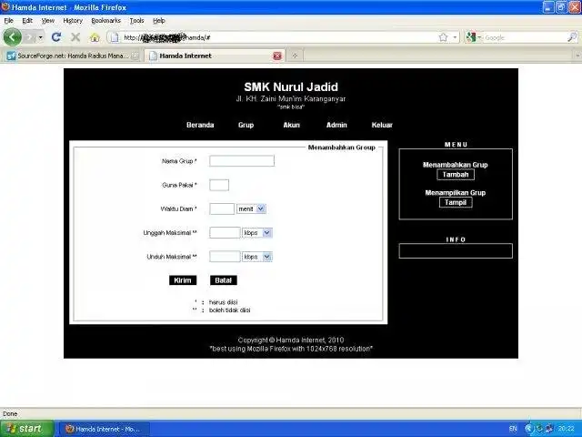 Download web tool or web app Hamda Radius Manager