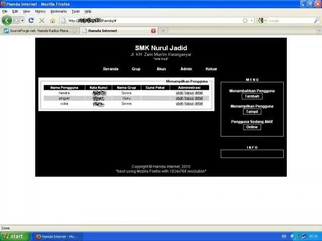 Download web tool or web app Hamda Radius Manager