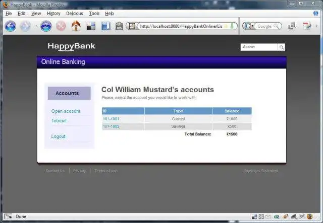 Download web tool or web app HappyBank