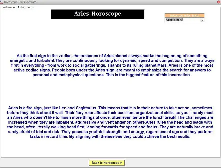 Download web tool or web app horoscope traits software