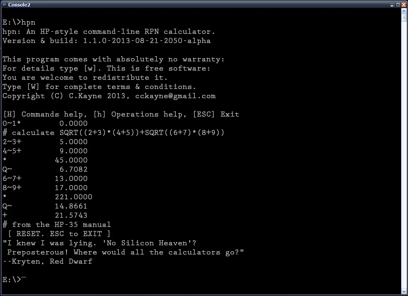 Download web tool or web app HPN cli calculator to run in Windows online over Linux online