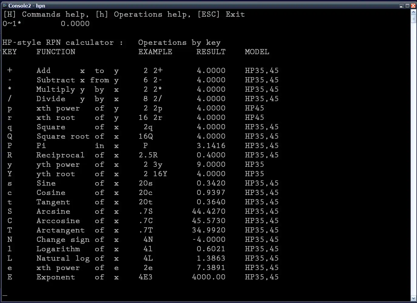 Download web tool or web app HPN cli calculator to run in Windows online over Linux online