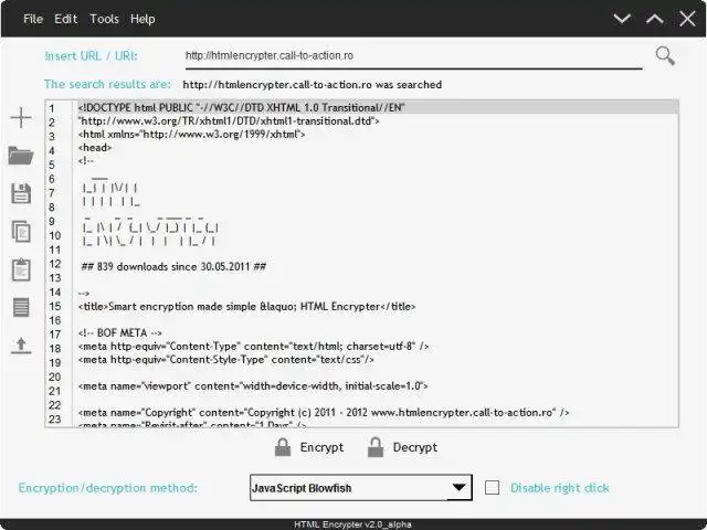 Download web tool or web app HTML Encrypter