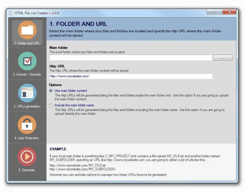 Download web tool or web app HTML File List Creator