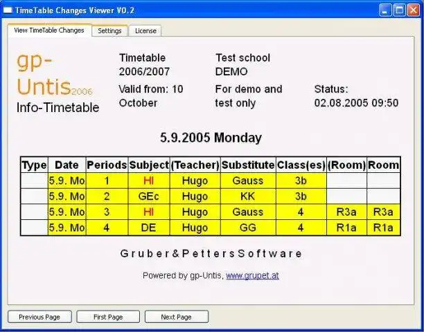 Download web tool or web app HTML TimeTable viewer for gp-untis